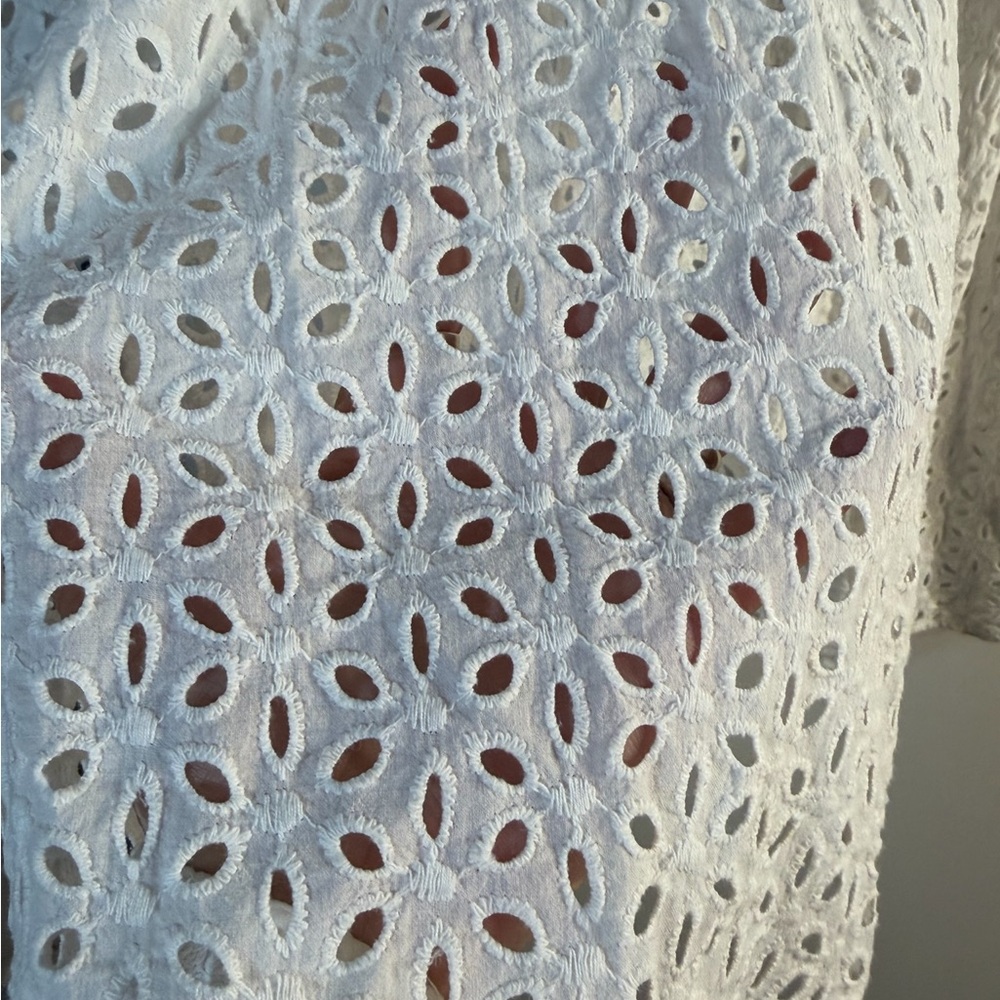 Ruby Rd. White Eyelet Short Sleeve Button Down Collared Blouse 20W - Picture 4 of 5